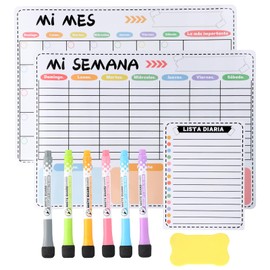Dokpav 3 Calendario Magnético Para Refrigerador, Planeador Semanal Magnético Para Refrigerador, 6 Marcadores De Punta Fina y Borrador Con Imanes Para Notas Diari Planeador En Casa, Oficina o Escuel