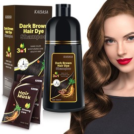 KAISASA Black 3 in 1 Hair Dye Shampoo - Can cover gray hairs,Herbal Ingredients,Contains Ginseng Extract,Natural Haircoloring, Easter's Gift:_Dark Burgundy