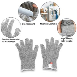 HTTMT- XS 8-12yr Kid 10Pair (20 Gloves) Cut-ResistantGloves High Performance Level 5 Protection Food Grade In/Outdoor [P/N: ET-TOOL032-XS X10-GRAY ]