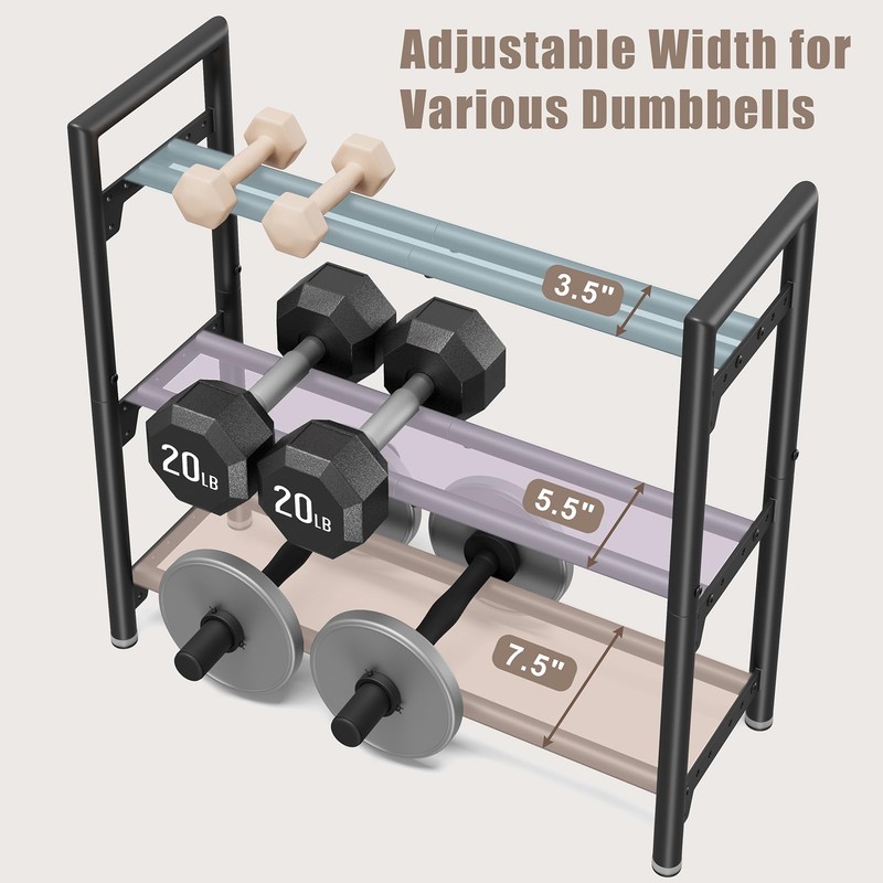 Jusgym Dumbbell Rack, 400LBS Load, Adjustable Weight Rack for Dumbbells