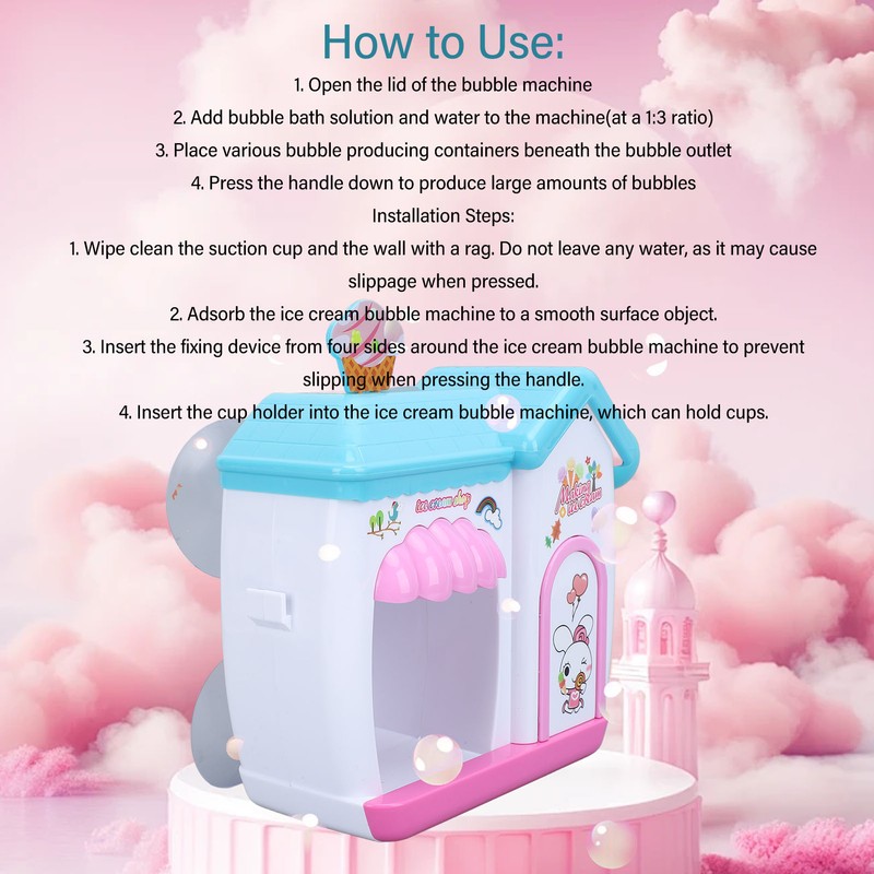Ice Cream Foam Maker Bath Toy Toddlers Bubble Play Set