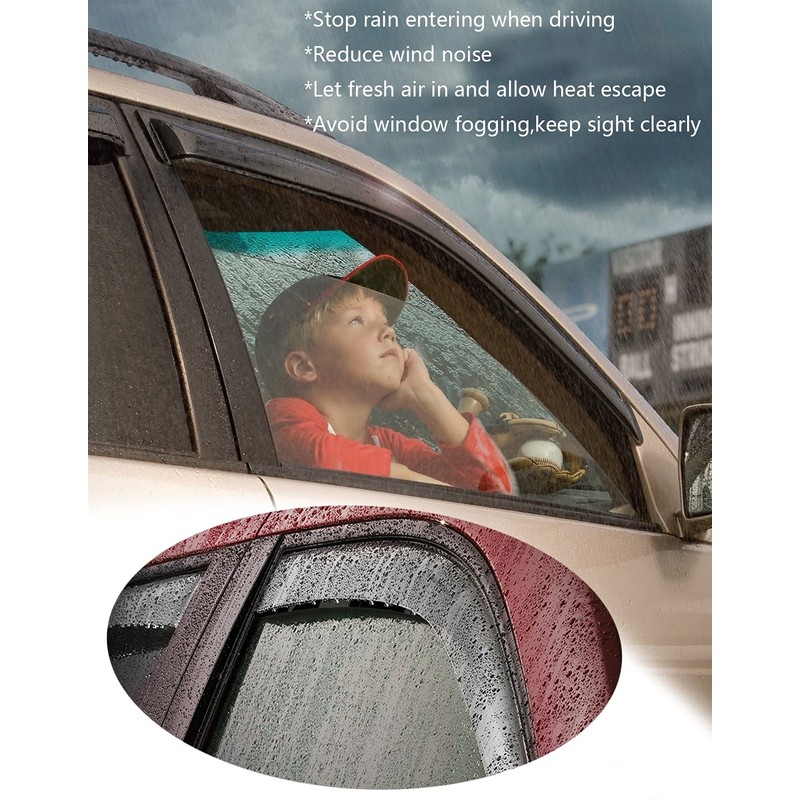 Deebior 94077 Side Window Wind Vent Deflector,4pcs Outside Mount Style