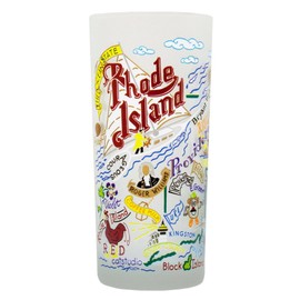 Catstudio Drinking Glass, Rhode Island Frosted Glass Cup for Kitchen, Drinking Glasses, 15oz Dishwasher Safe Tumbler for Rhode Island Lovers