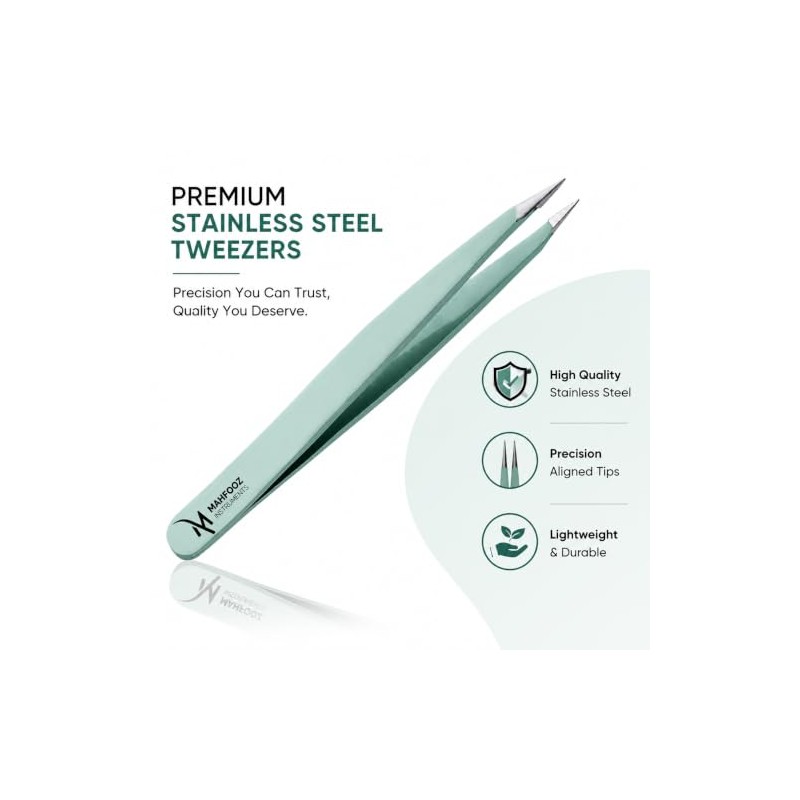 Pointed Tweezers for Eyebrow, Ingrown Hair, Splinter, Blackhead & Tick