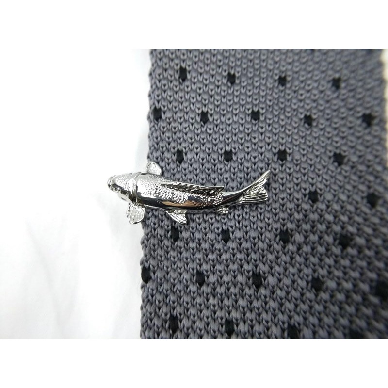 F NODE Silver Koi Fish Tie Clip Formal Wedding Party