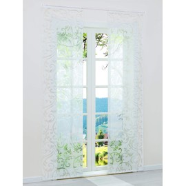 ESLIR Sliding Curtains, Burnout Panel Curtains, Set of 2 Curtains with Velcro Tape, Transparent Curtain, White, W x H 57 x 245 cm, Pack of 2