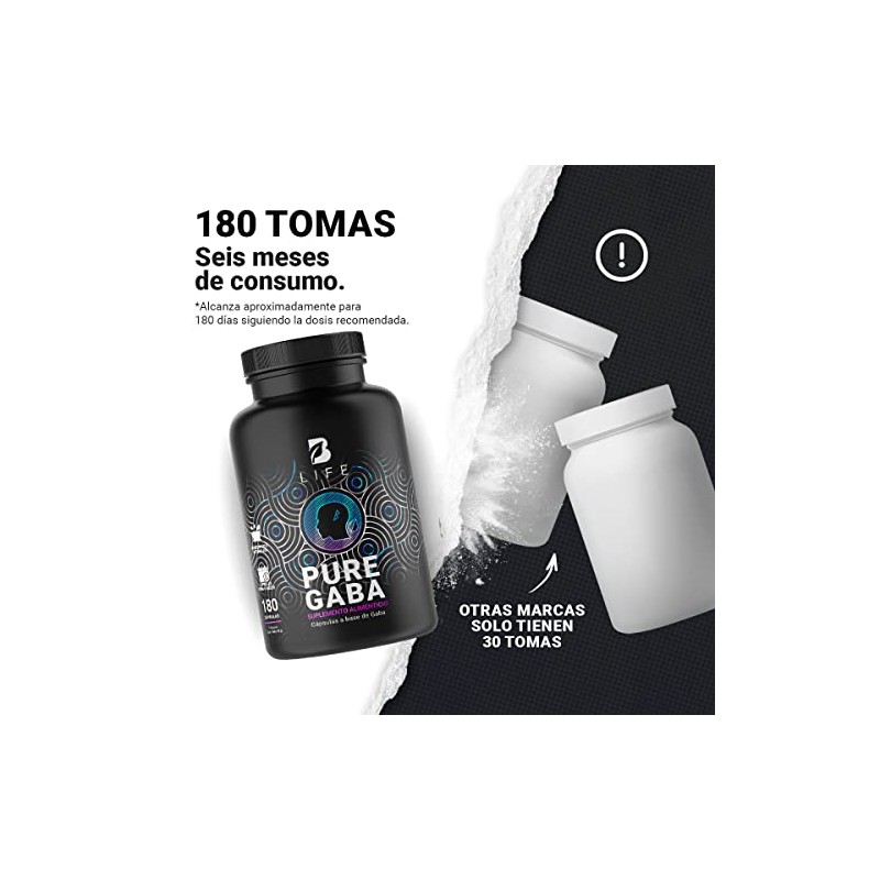 B Life Gaba Puro con 180 Cápsulas Ácido Gamma Aminobutírico