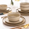 AmorArc Stoneware Dinnerware Sets,Round Reactive Glaze Plates and Bowls Set,Highly