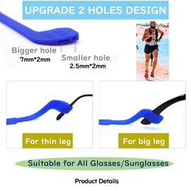 Glasses Strap Anti-Slip Silicone Eyeglass Strap Eyewear Retainers Sports Elastic Soft Sunglass Cord Holder for Men Women 2PCS(Black /White)