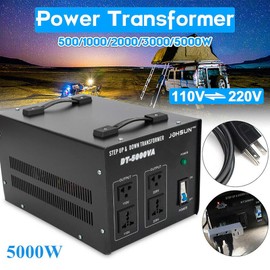 5000W Step Up & Step Down Voltage Transformer Converter, 110-220 Volts, Soft Start & Full Load, Circuit Breaker Protection