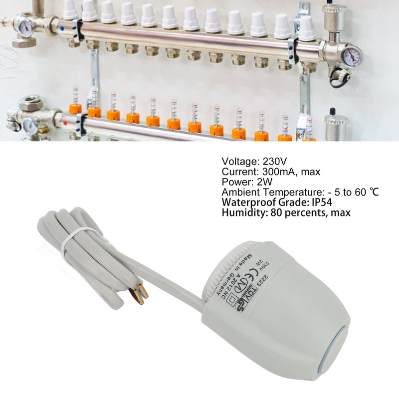 Fockety Electric Thermal Actuator, 2-Wire 230V 2W Thermostat Actuator, Zone