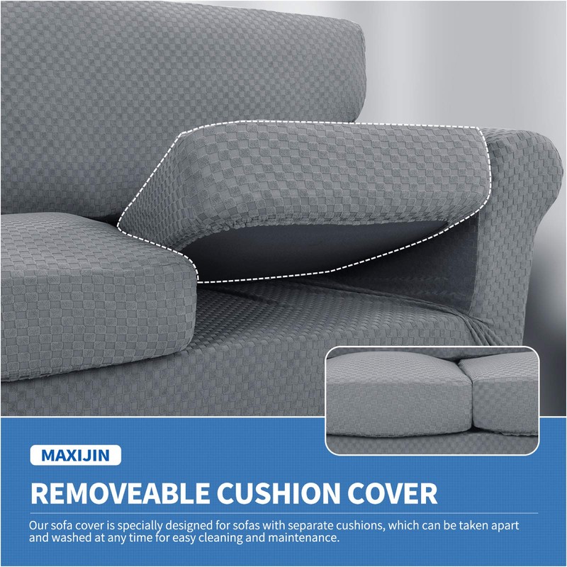 MAXIJIN 3 Piece Stretch Couch Covers for 2 Cushion Couch
