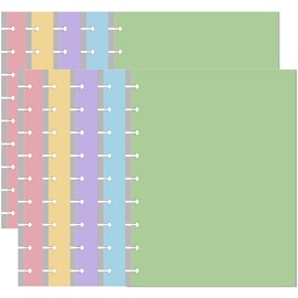 (2-Pack) 9-Disc Discbound 5 Colorful Blank Paper Pre-punched Happy Planners Inserts, 200Sheets/400Pages Classic Size Blank Loose-Leaf Paper, Per Color 40 Sheets, 7" x 9.25"