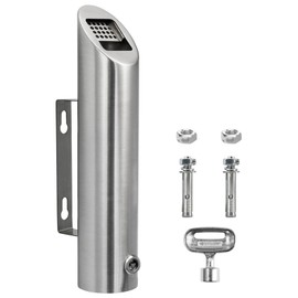 Stainless Steel Wall Ashtray, Round Ashtray Wall Mounted, Outdoor Ashtray, Stainless Steel Wall Ashtray with Lock for Patio, Restaurant, Hotel