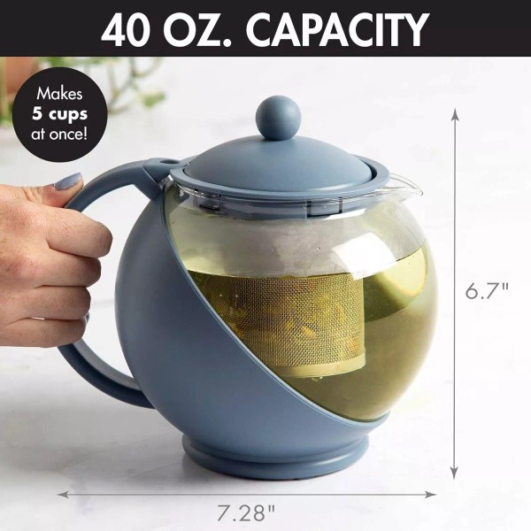 Half Moon Teapot with Removable Infuser, Glass Tea Maker with