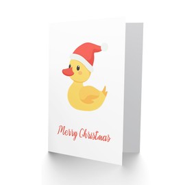 Artery8 Cute Duck Yellow Duckling Santa Hat Cartoon For Child Kids Christmas Card
