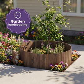 Wieghda Garden Wooden Fence Edging, Burnt Wood Finish, Fir Wood,Outdoor Lawn Landscape Border (3, 11.8" Height)