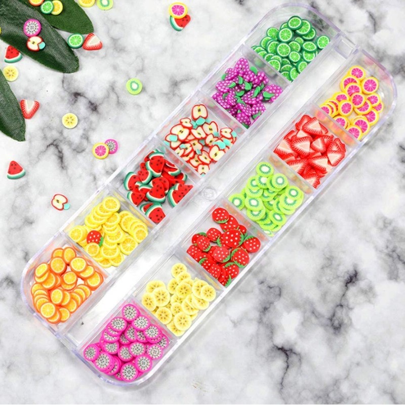 Set of 4 Nail Fruit Slices, Basicon Cute Fruit Polymer