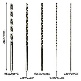 HSS Twist Drill Bit, Extra Long High Speed Steel Drill Bits with Straight Shank Set, 2/3/3.5/4/5mm Twist Drill Bit Set Tools for Wood Plastic Aluminum (150mm Long)