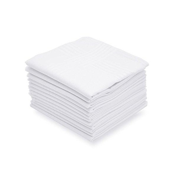 Men's Handkerchiefs Soft Cotton White Classic Hankie Pack of 12