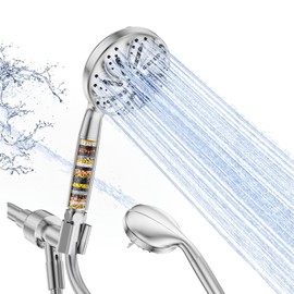 Handheld Shower Head with Filter, 10 Spray Modes High Pressure Filtered Shower Head,Soft Water Filter Remove Chlorine and Filter Hard Water,Chrome