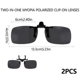 Hawpasy 2 x Clip-On Polarised Sunglasses, UV400 Protection, 62 x 41 mm, Polarised Clip-On Sunglasses, Sunglasses Clip for Men and Women, Glasses Attachment Sunglasses for Clip-On