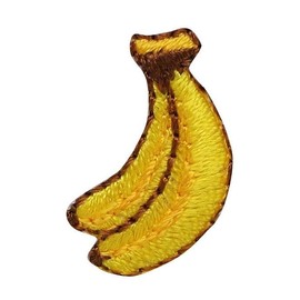 Mini, Small Banana Bunch, Two Yellow Bananas, Fruit, Food, Embroidered, Iron on Patch (Banana - 1 Piece)