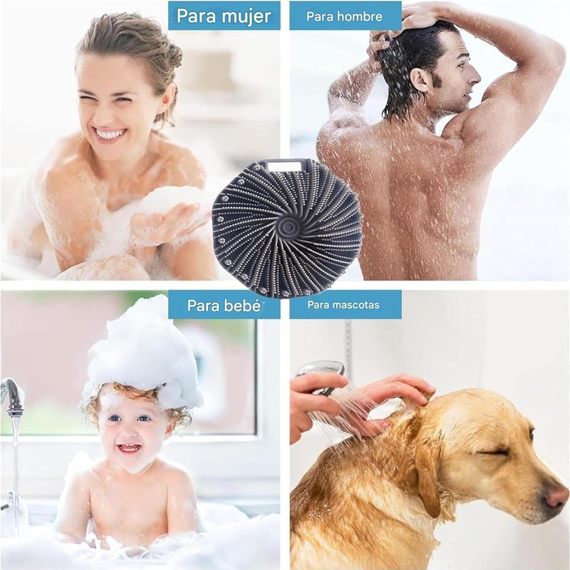 Cepillo de baño manual de silicona de dos piezas con