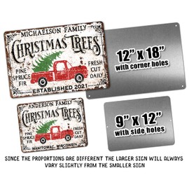 Custom Metal Christmas Tree Farm Sign with Name