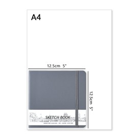 5" x 5" Square Handy Pocket Hardcover PU Leather Sketchbook,58 Sheets 150 GSM Beige Dowling Paper, Acid Free Art Sketch Book Artistic Drawing Painting Writing Paper for Beginners Artists.Dark Grey