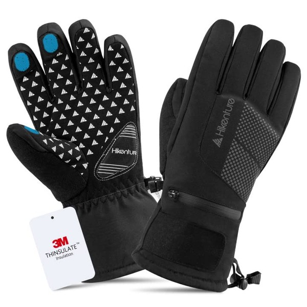 HIKENTURE Winter Ski Gloves Men&Women, Touchscreen Waterproof Snowboard Gloves,Snow Gloves Snowmobile Gloves for Cold Weather