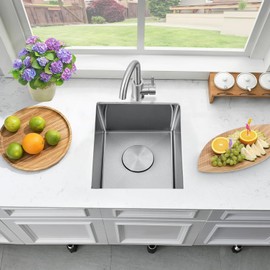 13 Inch Bar Sink Undermount 13x15 Kitchen Single Bowl Stainless Steel Small Sink Modern RV Sinks with Faucet Combo