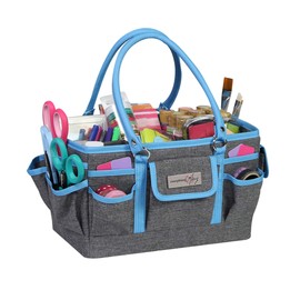 Blue Heather Deluxe Store and Tote - Storage Art Caddy for Sewing & Scrapbooking - Craft Bag Organizer w/Handle for Supplies & Tools Organization for School, Medical, Office