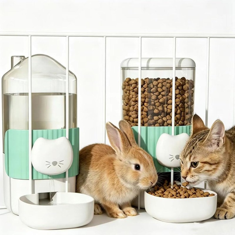 Hanging Automatic Cat Feeder and Water Dispenser Set, Gravity Pet