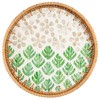 Round Rattan Tray with Mother of Pearl Inlay, Coffee Table