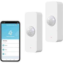 WiFi PIR Motion Sensor: Tuya Smart Motion Detector for Home Security, Wireless Infrared Movement Detector with Remote Monitoring App, Compatible with Alexa Voice Command (2-Pack)