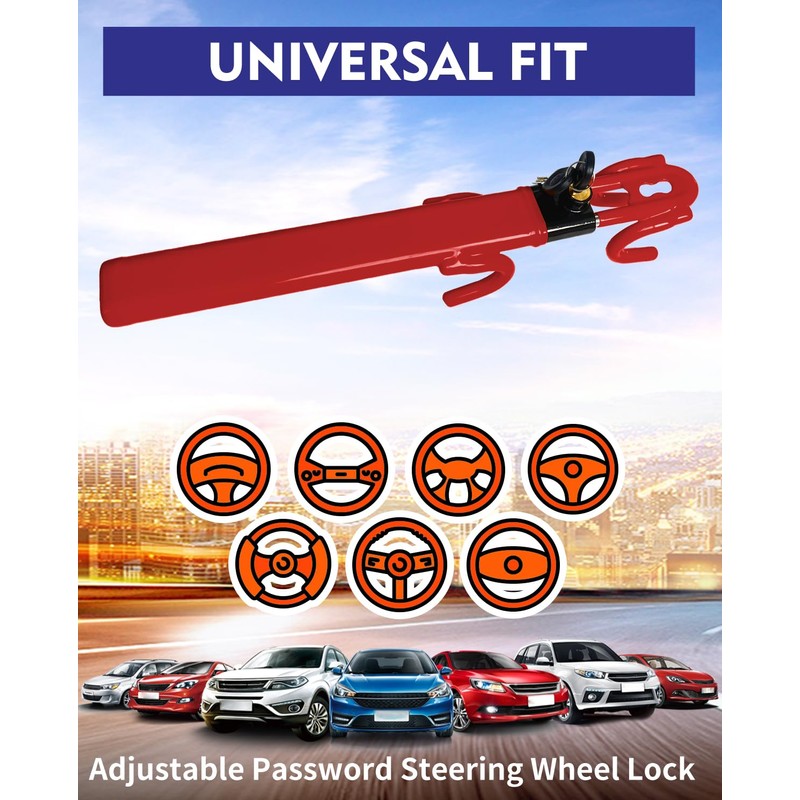 Dodomes Steering Wheel Lock Anti-Theft Heavy Duty Secure Car Device,