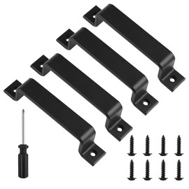 DBREAKS Set of 4 Sliding Door Handles, Black Sliding Door Handle, Barn Door Handle, Solid Steel Door Handle, Robust Vintage Cast Iron Door Handle, Door Handles for Sliding Doors, Cabinets