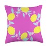 Yellow Lemon Bright Pink Background Wreath Throw Pillow