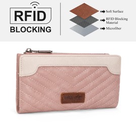 Wrangler Women's Wallets Slim Bifold Credit Card Wallet Women's Wallet, Card Cases & Money Organizers Ladies Female Pink Wallets with Smooth Zippers