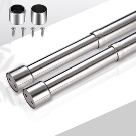 31-52 cm Wardrobe Rail, Extendable Stainless Steel Clothes Rail Pole with End Sockets & Screw, Adjustable Wardrobe Rail for Wardrobe, Shower, Balcony, Windows