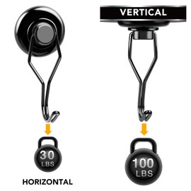 MIKEDE 110 LBS Black Magnetic Hooks, 6 Pack Swivel Swing Magnet Hooks Heavy Duty, Strong Neodymium Magnets Hanger for Hanging, Grill, Cruise Cabins - 32mm(1.26in) in Diameter