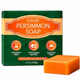 Kaori Deodorizing Persimmon Soap – with Japanese Persimmon Extract and Olive & Coconut Oil, Gentle Natural Body Soap for Dry & Mature Skin, Men & Women