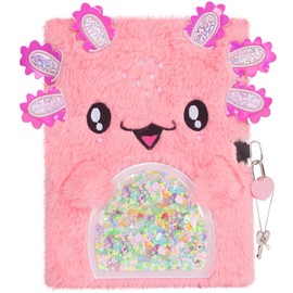 Axolotl Diary for Girls with Lock, Plush Axolotl Toys Gift for Teen Girls, Kids Writing Journal Notebook, Birthday Gifts for Little Girls Ages 5 6 7 8 9 10-12 Year Old