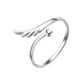 925 sterling silver ring with angel , adjustable