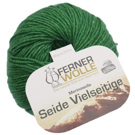 Ferner Wolle Merino Wool Silk Versatile Green, Crochet Wool, Knitting Yarn, Wool with Silk, 50 g, 210 m, Needle Size 2-3 mm, 60% Wool (Merino), 20% Silk, 20% Polyamide (V913)
