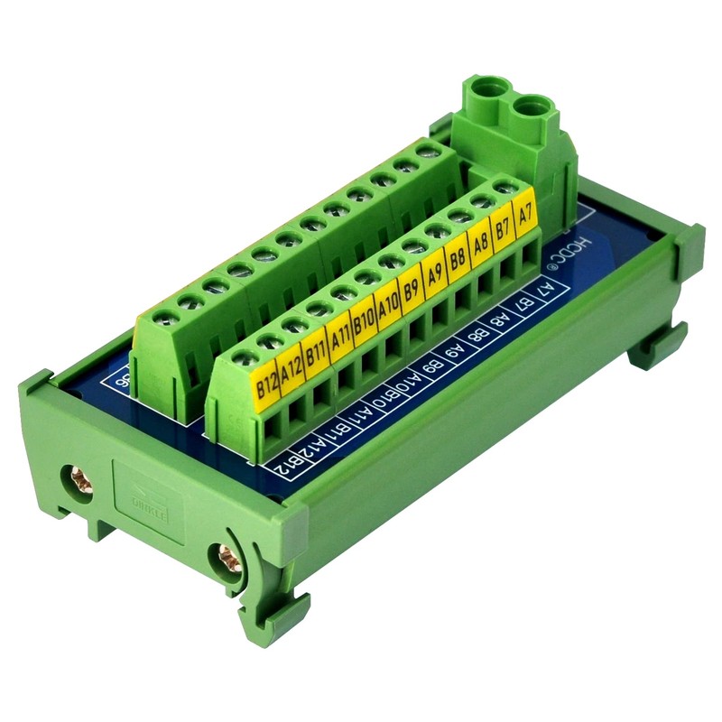 DIN Rail Mount 30Amp 48V 2x12 Position Screw Terminal Block