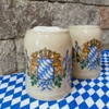 Bavariashop Bavarian Crest Diamond Pattern & Lions Stone Tankard, White,