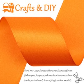 Hoisre 1-1/2 inch Orange Polyester Ribbon 50 Yards for Wedding Invitations, Bridal Bouquets, Sewing, Party Decorations, Gift Wrapping and More