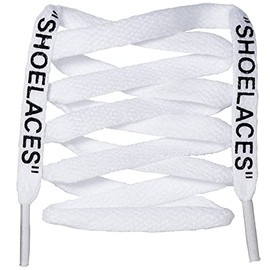LitLaces -"SHOELACES Flat Printed Replacement Shoe Laces for Sneakers (White, 51")